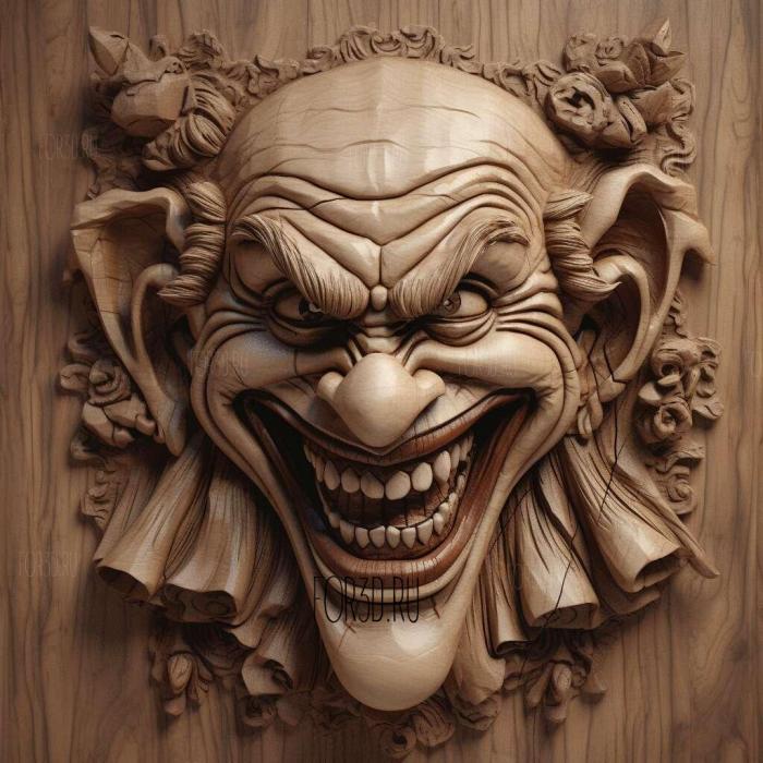 Joker grinning 3 stl model for CNC